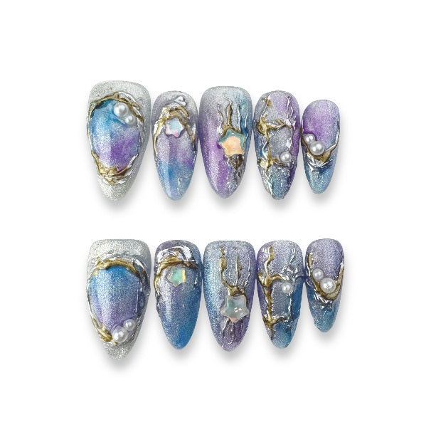 Tide of Stars - Handmade Press on Nails by Clawcreature - Handmade Press - on Nails