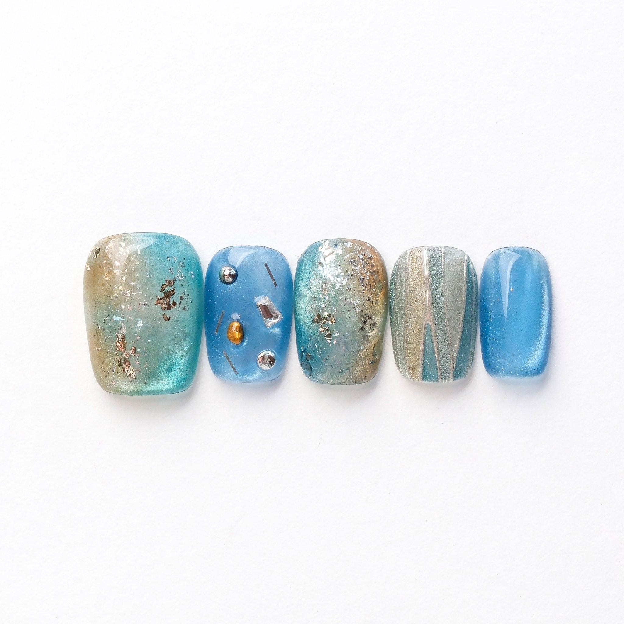 Wavesong - Handmade Press on Nails by Clawcreature - Handmade Press - on Nails