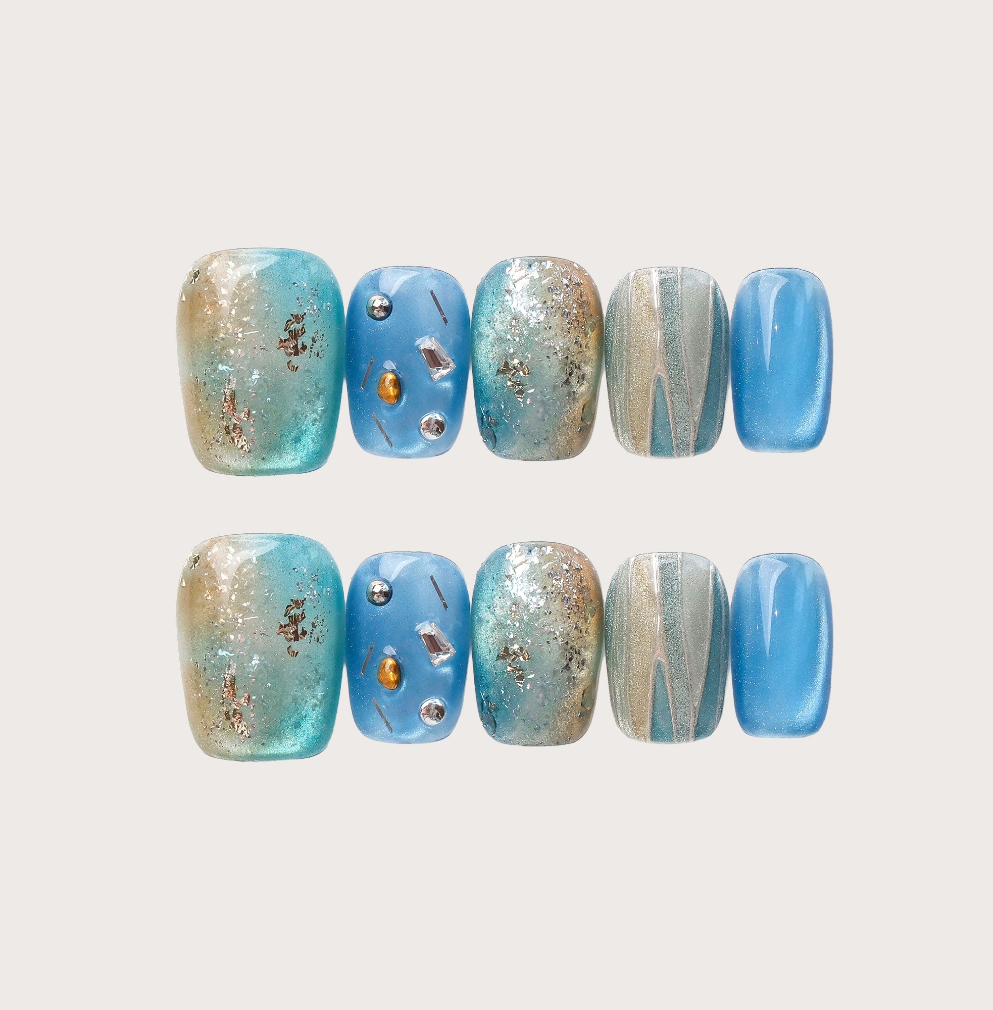 Wavesong - Handmade Press on Nails by Clawcreature - Handmade Press - on Nails