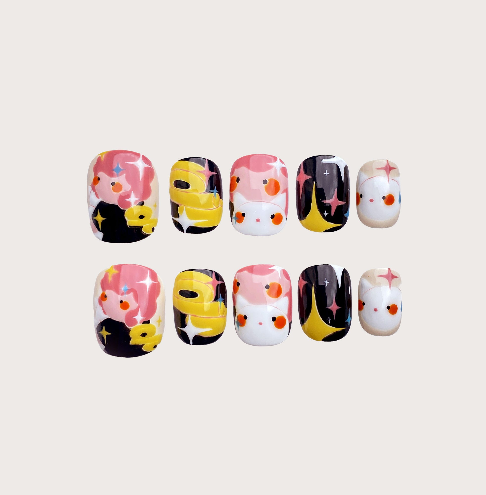 Wound Up Heart - Handmade Press on Nails by Clawcreature - Handmade Press - on Nails