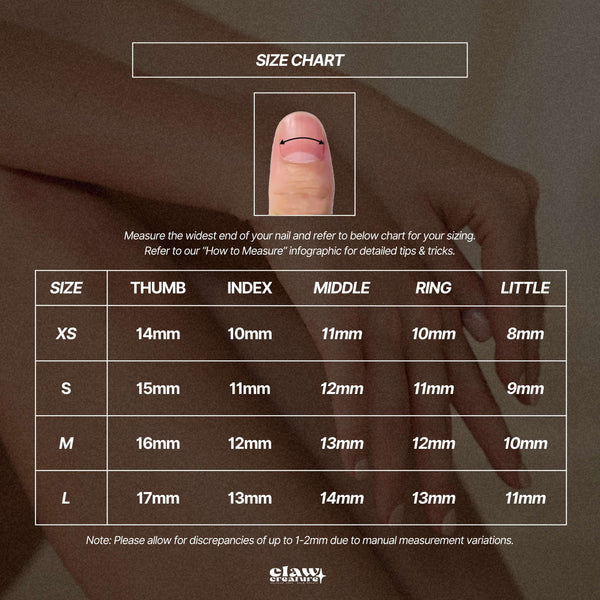 Press-On Nails Size & Length Chart | Nail Sizing Guide – Clawcreature ...