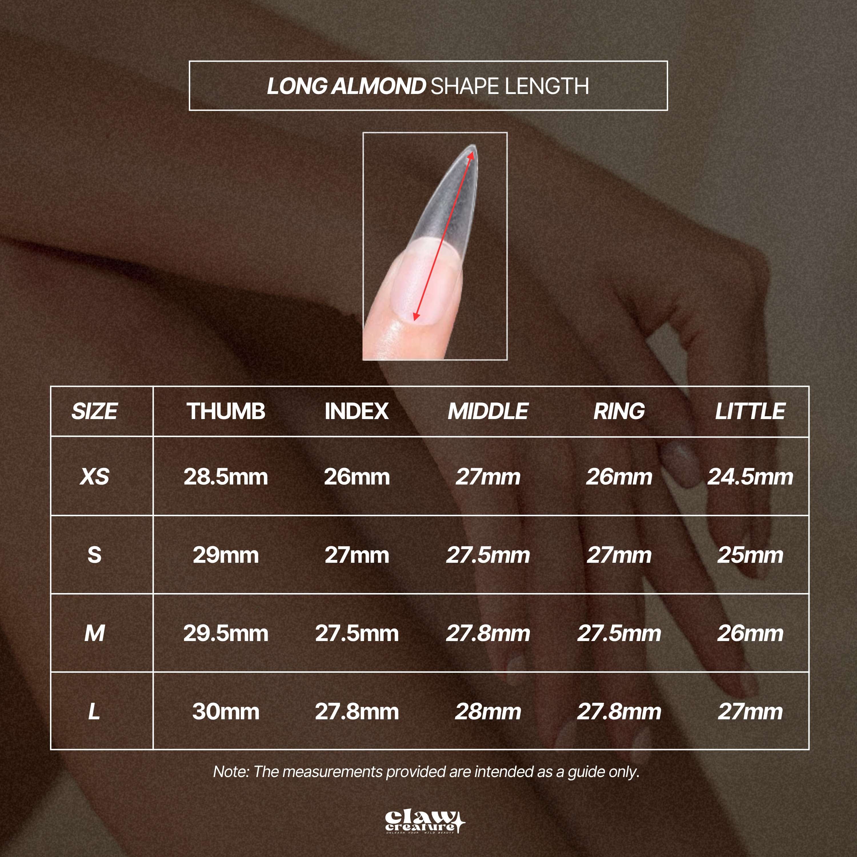 Press-On Nails Size & Length Chart | Nail Sizing Guide