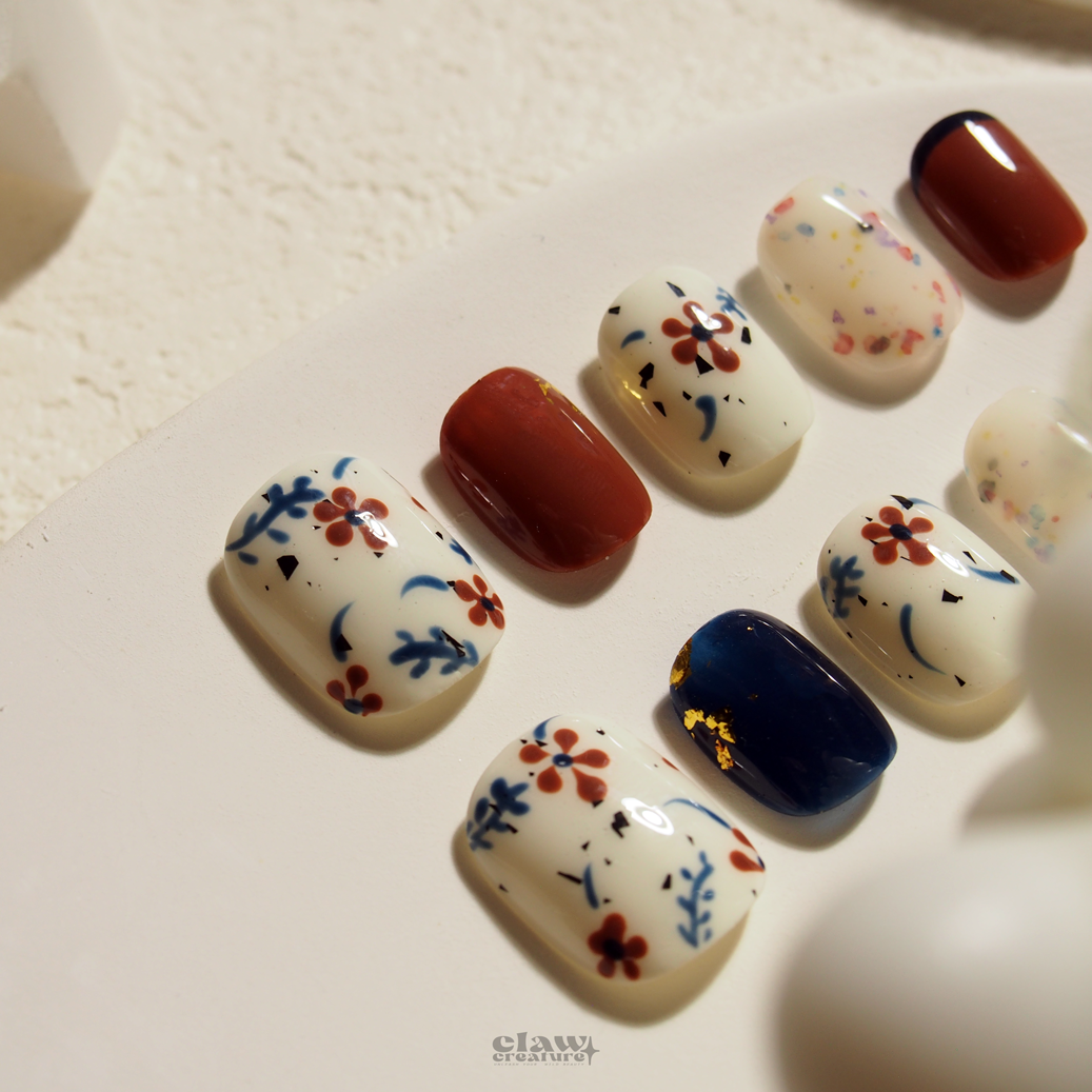 Boho Blossom Handmade Press-on Nails by Claw Creature