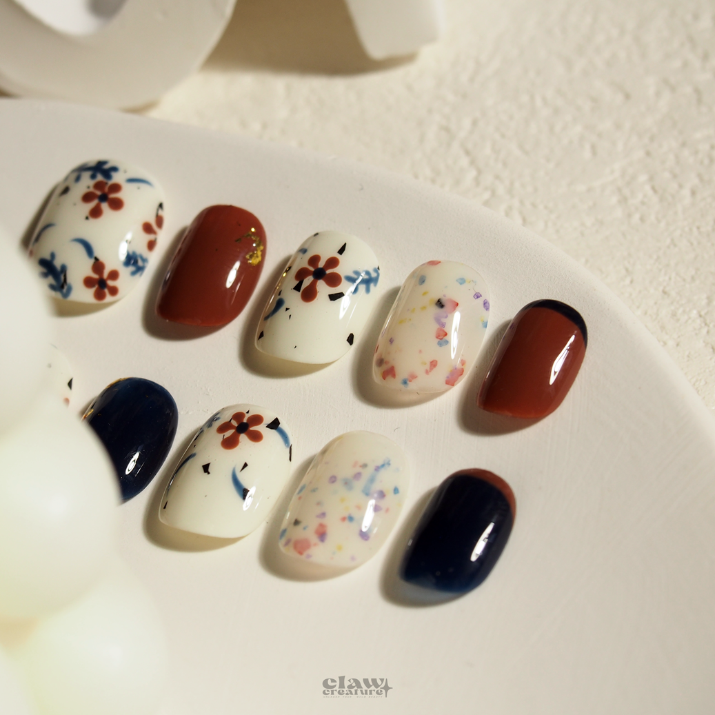 Boho Blossom Handmade Press-on Nails by Claw Creature