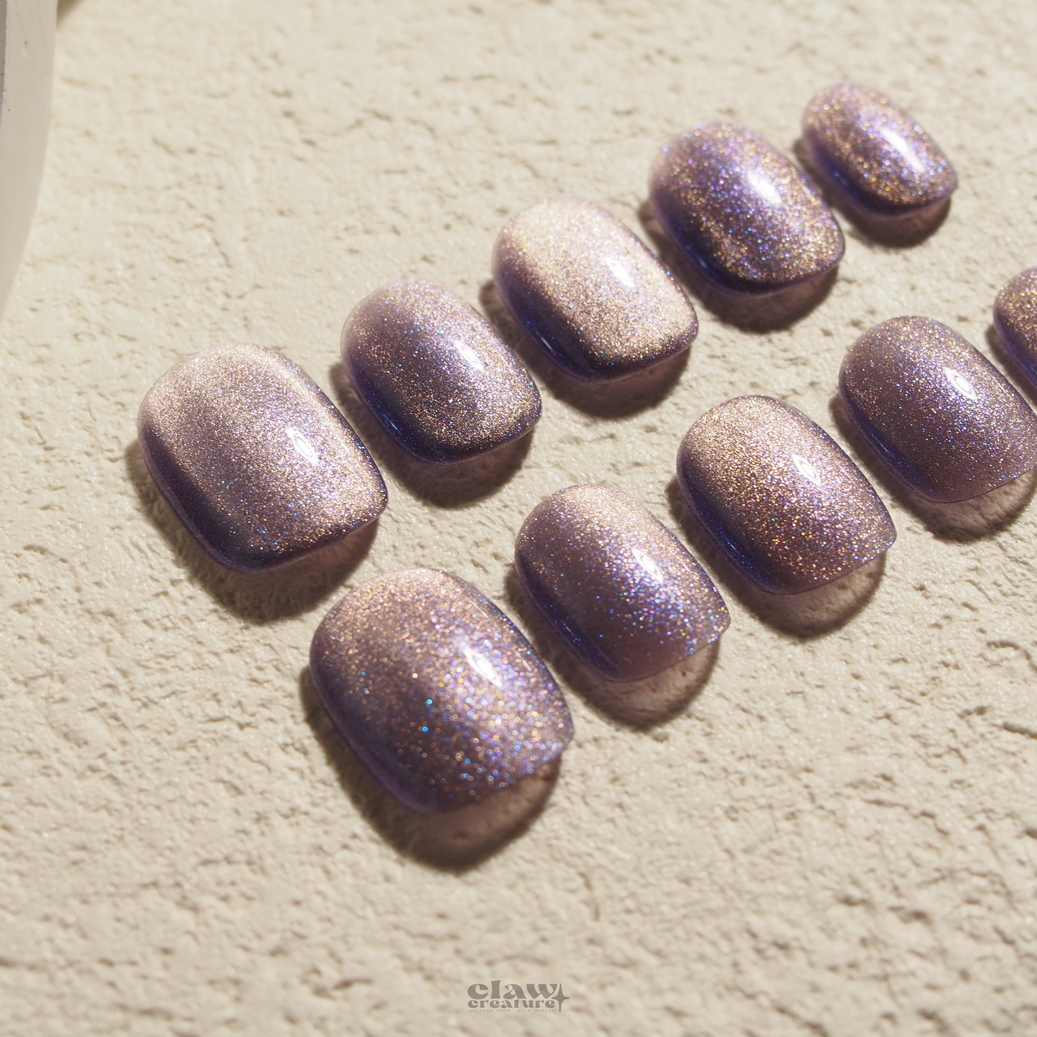 Lunar Luster Galaxy Purple Handmade Press-on Nails by Claw Creature