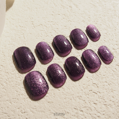 Lunar Luster Dark Purple Handmade Press-on Nails by Claw Creature