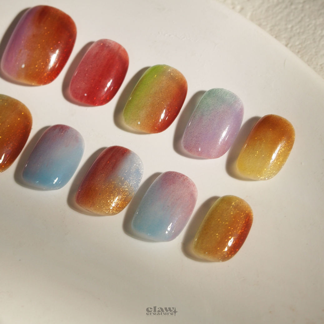 Rainbow Radiance Handmade Press-on Nails by Claw Creature