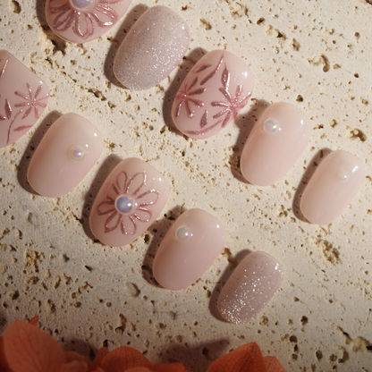 Rosy Dream Handmade Press-on Nails by Claw Creature