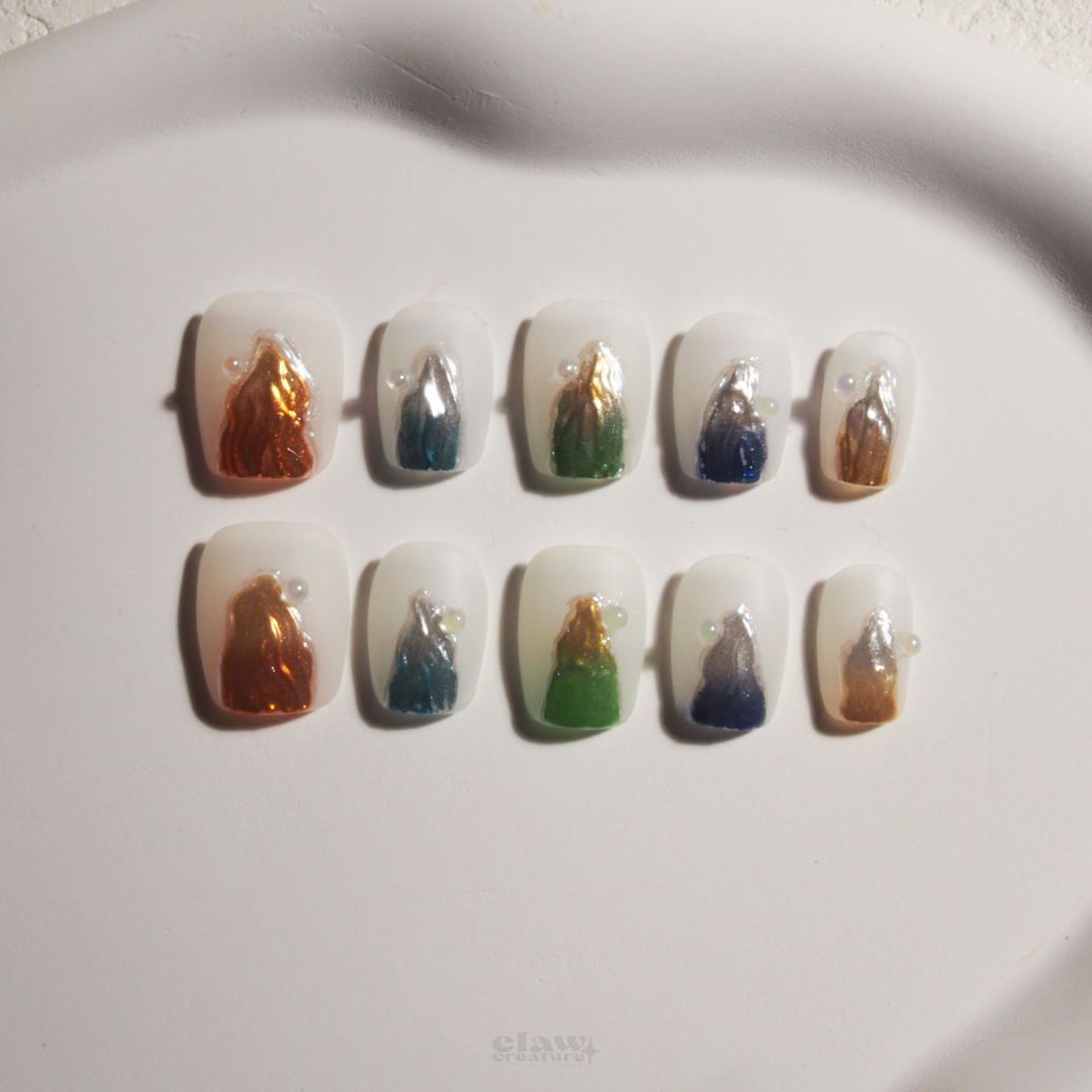 Opalescent Harmony Handmade Press-on Nails by Claw Creature