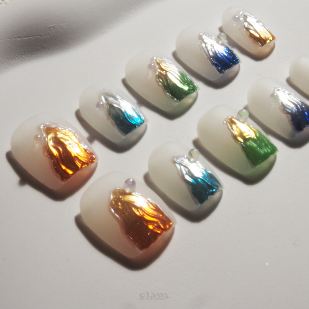 Opalescent Harmony Handmade Press-on Nails by Claw Creature