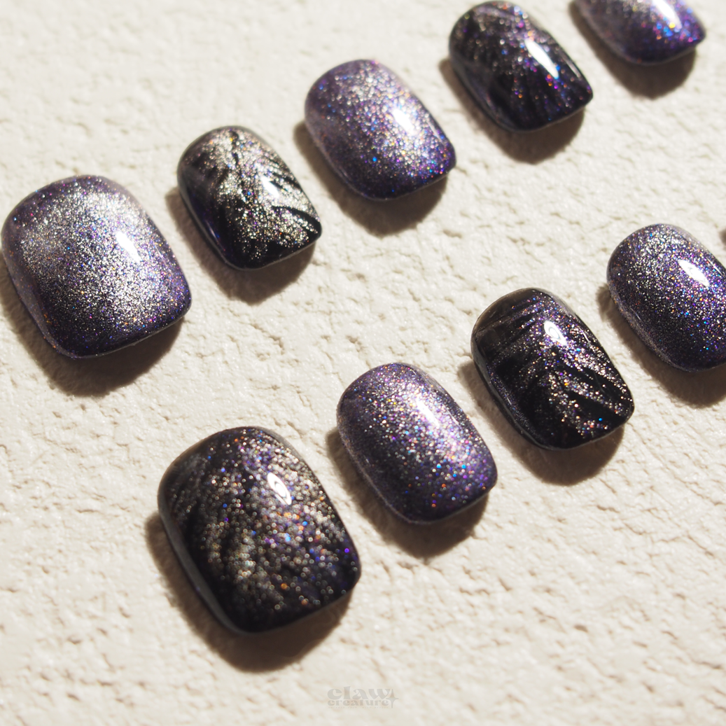 Galaxy Sparkle Handmade Press-on Nails by Claw Creature