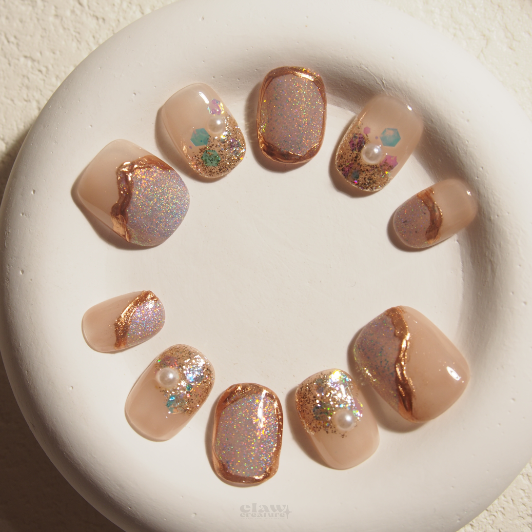 Radiant Pearl Handmade Press-on Nails by Claw Creature