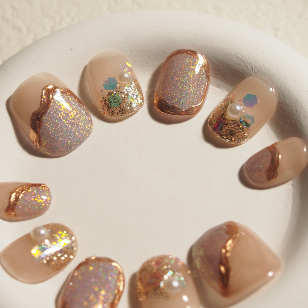 Radiant Pearl Handmade Press-on Nails by Claw Creature