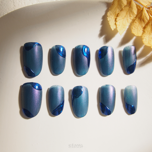 Ocean Wave Handmade Press-on Nails by Claw Creature