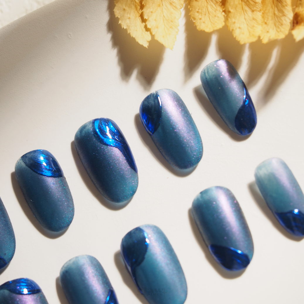 Ocean Wave Handmade Press-on Nails by Claw Creature