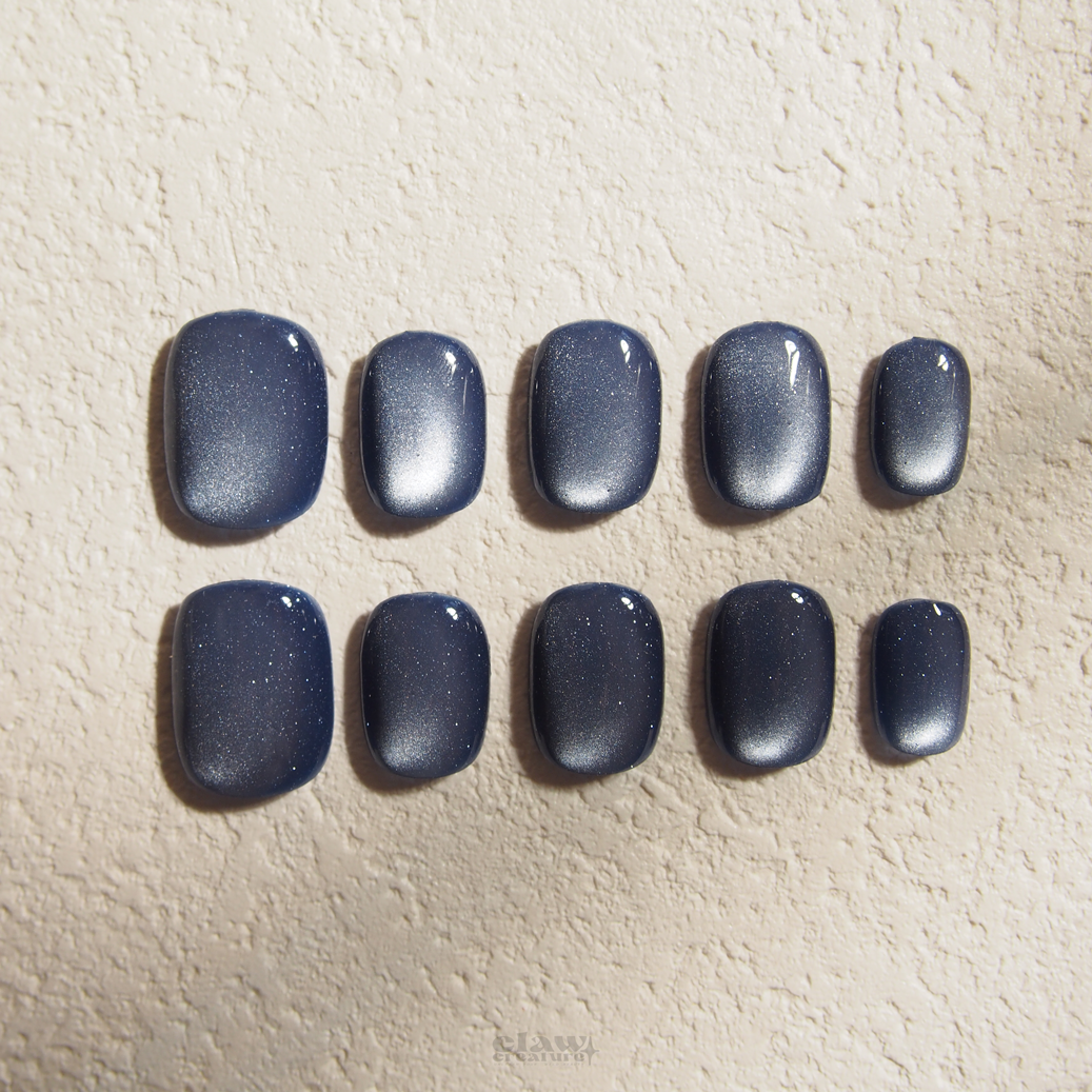 Navy Blue Earth and Sky Handmade Press-on Nails by Claw Creature