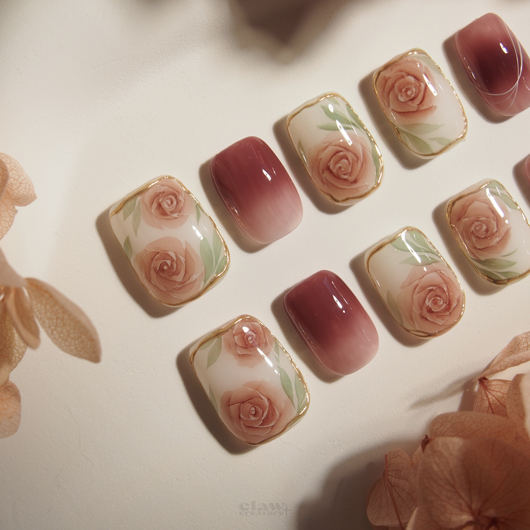 Regal Rose Handmade Press-on Nails by Claw Creature