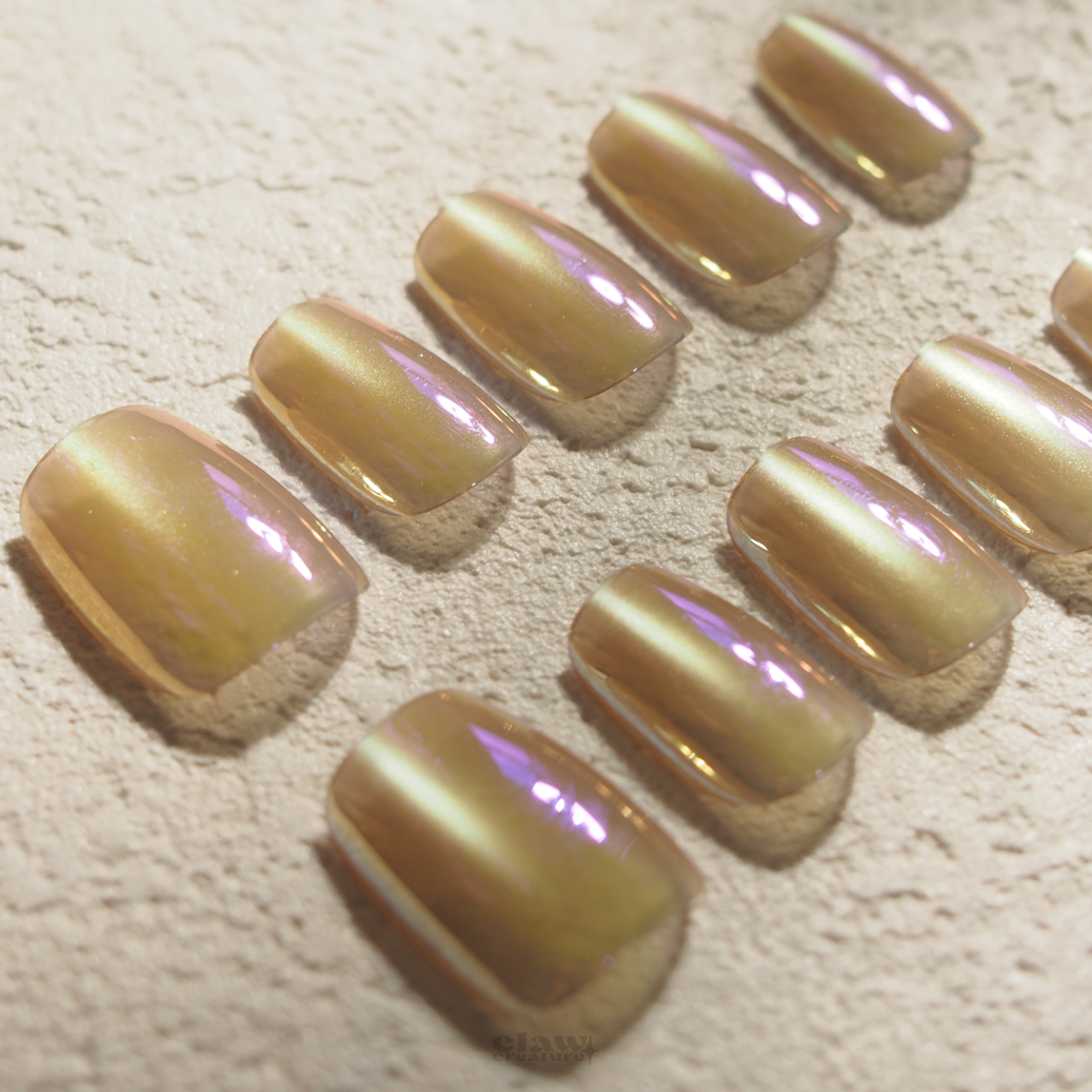 Champagne Iridescent Handmade Press-on Nails by Claw Creature