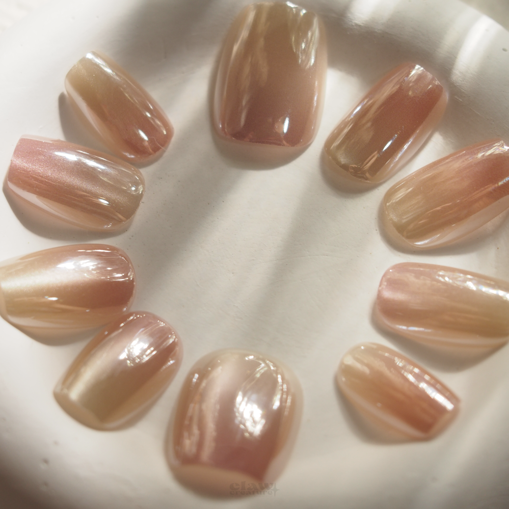 Peachy Radiance Handmade Press-on Nails by Claw Creature