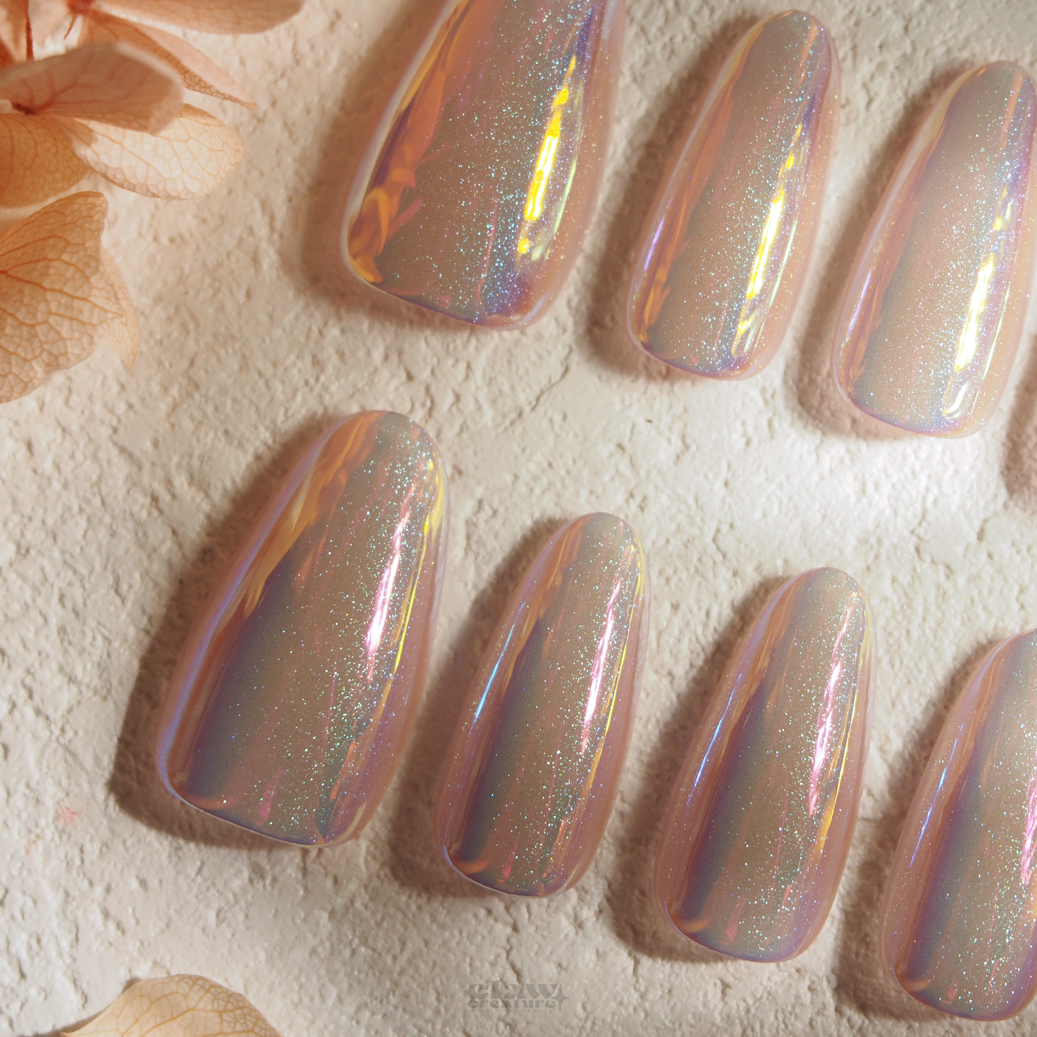 Iridescent Gleam Handmade Press-on Nails by Claw Creature