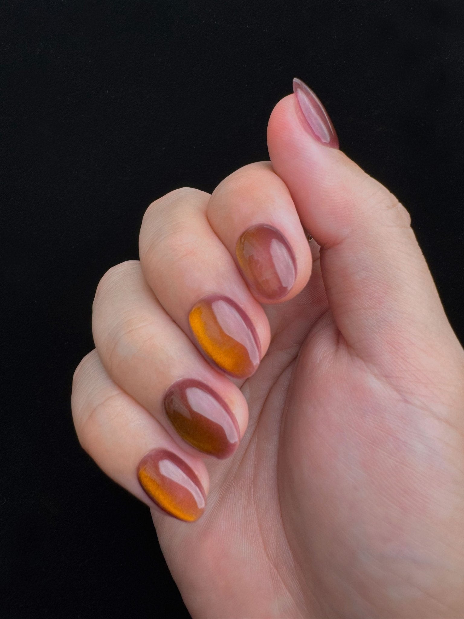 Amber Eclipse - Cateye Press-on Nails – Clawcreature - Handmade