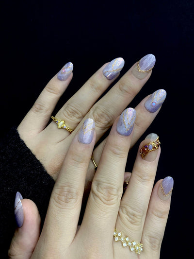 Amethyst Heirloom - Handmade Press on Nails by Clawcreature - Handmade Press - on Nails