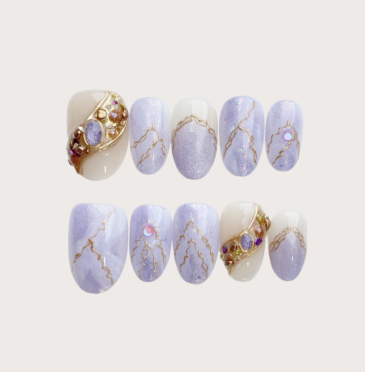 Amethyst Heirloom - Handmade Press on Nails by Clawcreature - Handmade Press - on Nails