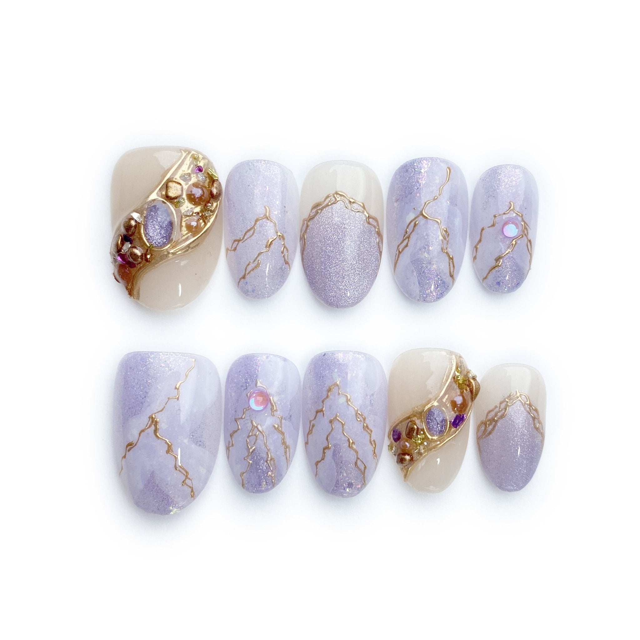 Amethyst Heirloom - Handmade Press on Nails by Clawcreature - Handmade Press - on Nails