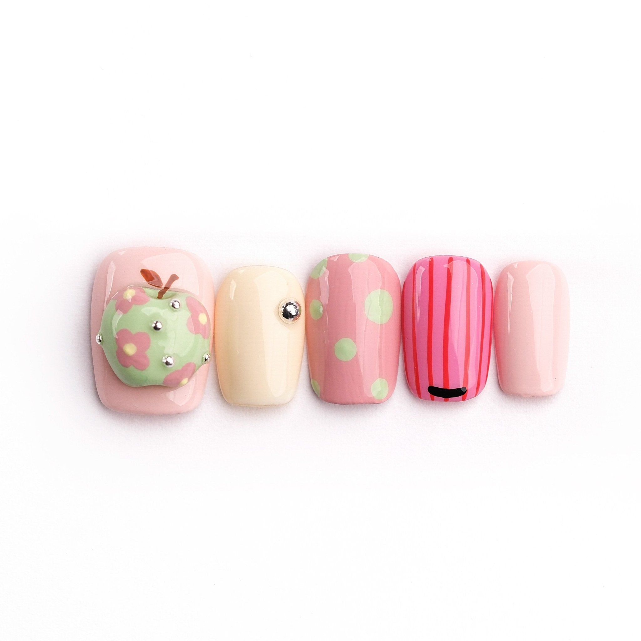 Apple Crush - Handmade Press on Nails by Clawcreature - Handmade Press - on Nails