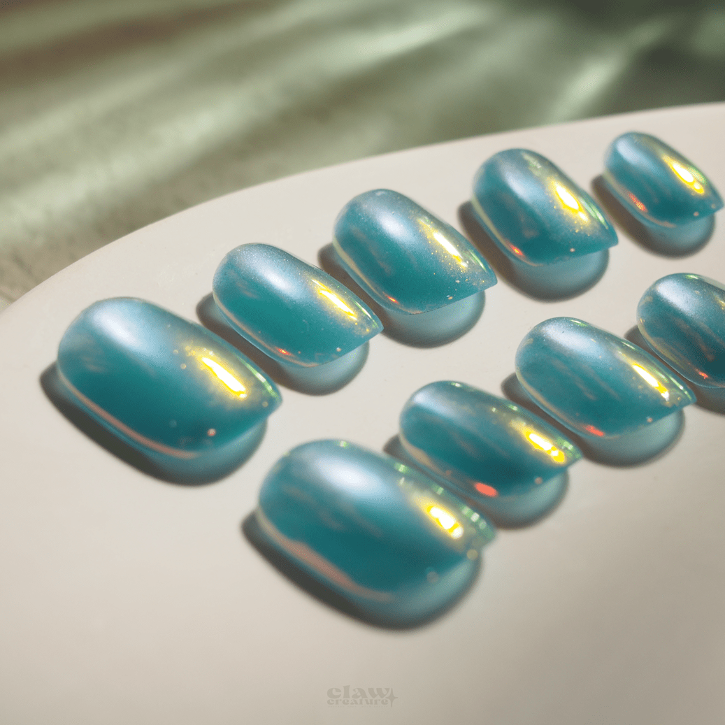 Aqua Mirage - Handmade Press on Nails by Clawcreature - Handmade Press - on Nails