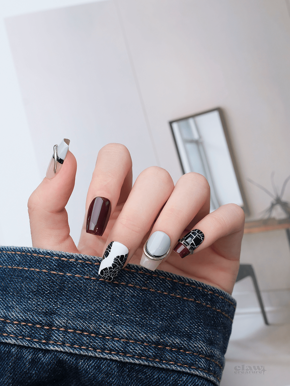 Auburn Fractures - Handmade Press on Nails by Clawcreature - Handmade Press - on Nails