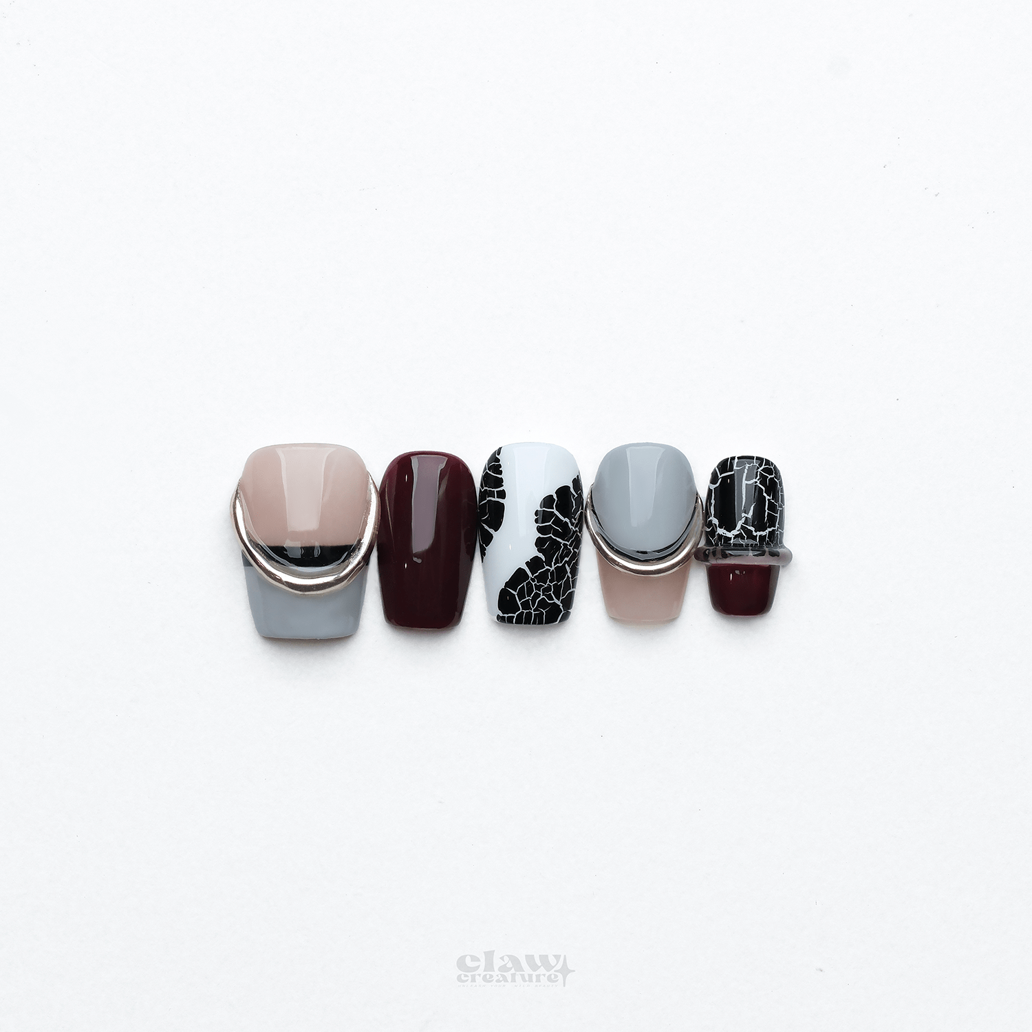 Auburn Fractures - Handmade Press on Nails by Clawcreature - Handmade Press - on Nails