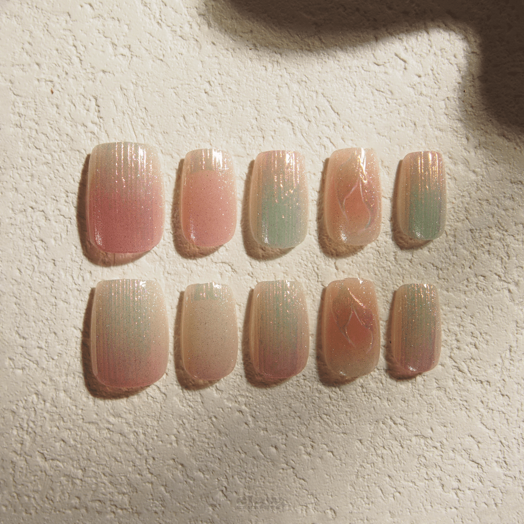 Aurora Glow - Handmade Press on Nails by Clawcreature - Handmade Press - on Nails