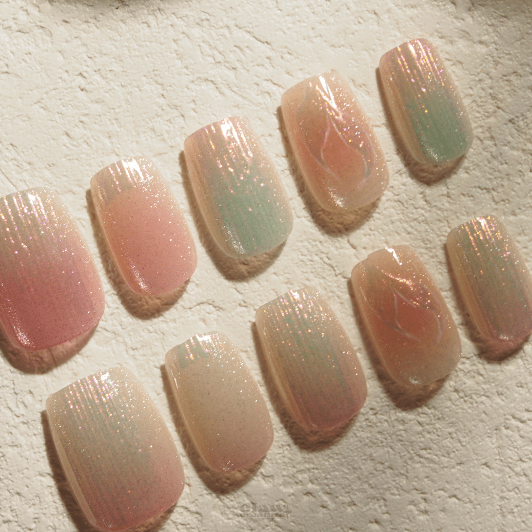 Aurora Glow - Handmade Press on Nails by Clawcreature - Handmade Press - on Nails