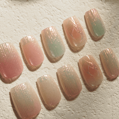 Aurora Glow - Handmade Press on Nails by Clawcreature - Handmade Press - on Nails