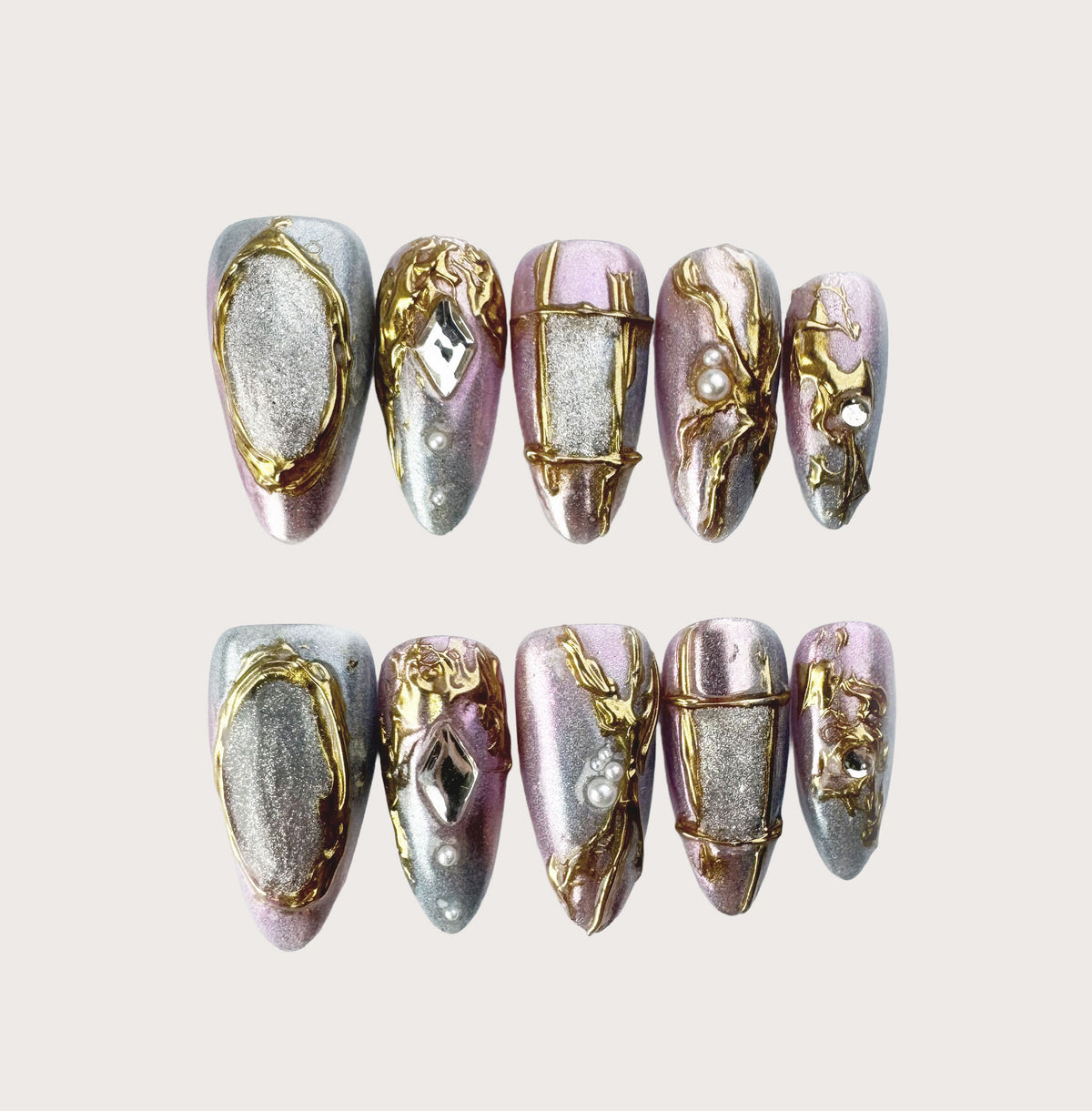 Aurora Relic - Handmade Press on Nails by Clawcreature - Handmade Press - on Nails