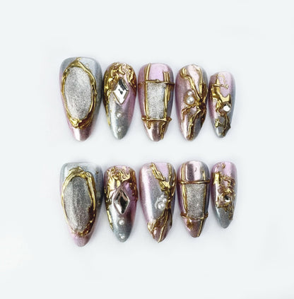 Aurora Relic - Handmade Press on Nails by Clawcreature - Handmade Press - on Nails