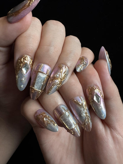 Aurora Relic - Handmade Press on Nails by Clawcreature - Handmade Press - on Nails
