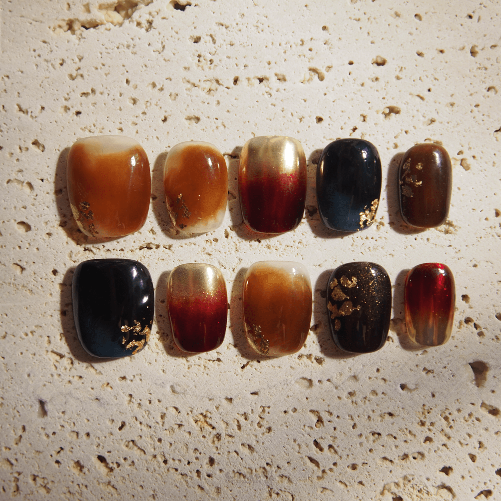 Autumn Ember - Handmade Press on Nails by Clawcreature - Handmade Press - on Nails
