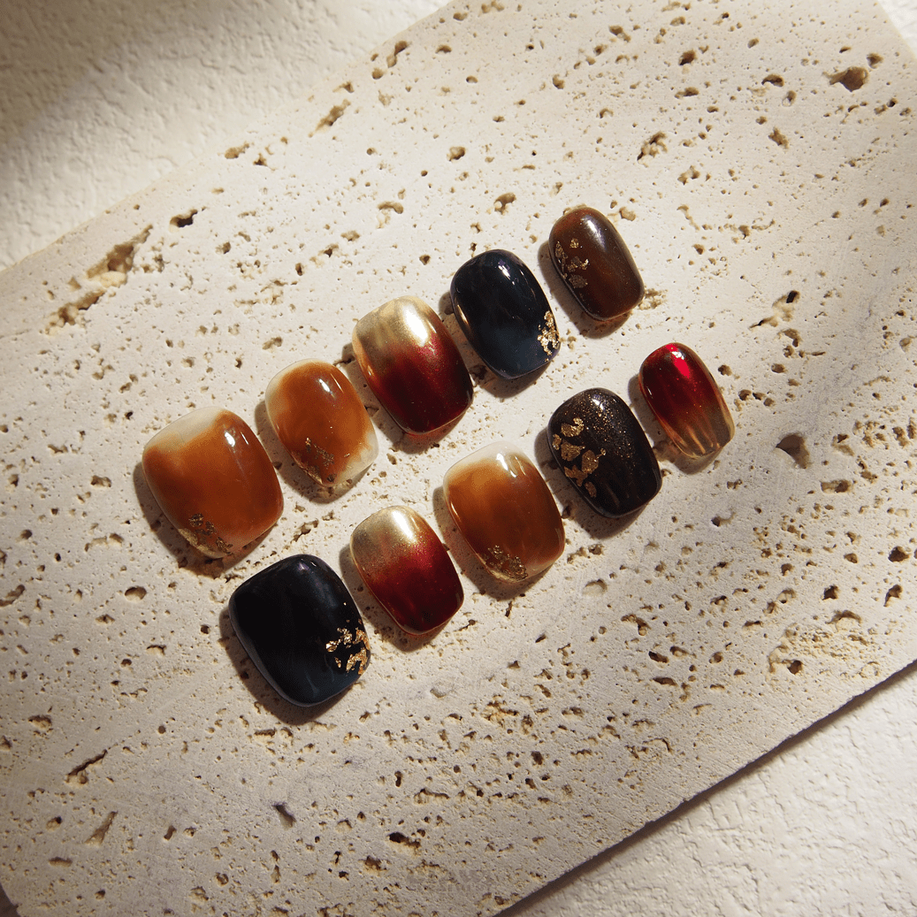Autumn Ember - Handmade Press on Nails by Clawcreature - Handmade Press - on Nails