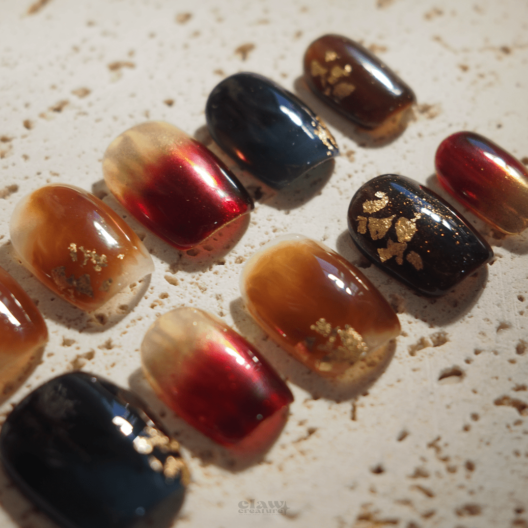 Autumn Ember - Handmade Press on Nails by Clawcreature - Handmade Press - on Nails