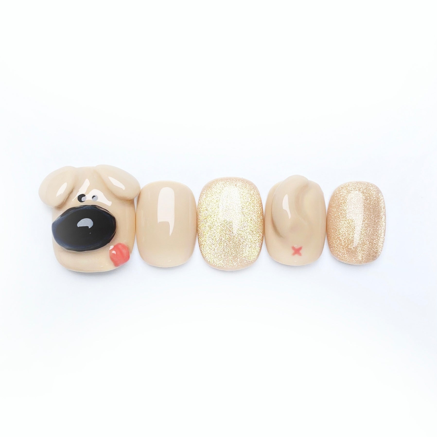 Bailey the Goldie - Handmade Press on Nails by Clawcreature - Handmade Press - on Nails