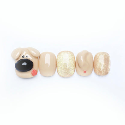 Bailey the Goldie - Handmade Press on Nails by Clawcreature - Handmade Press - on Nails