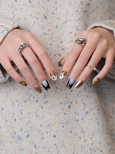 Bella the Cat - Handmade Press on Nails by Clawcreature - Handmade Press - on Nails