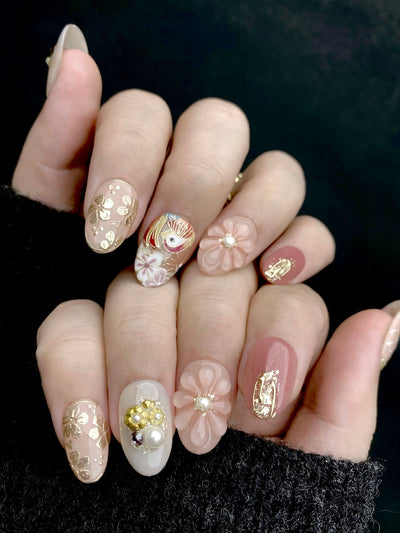 Bird of Blush - Handmade Press on Nails by Clawcreature - Handmade Press - on Nails