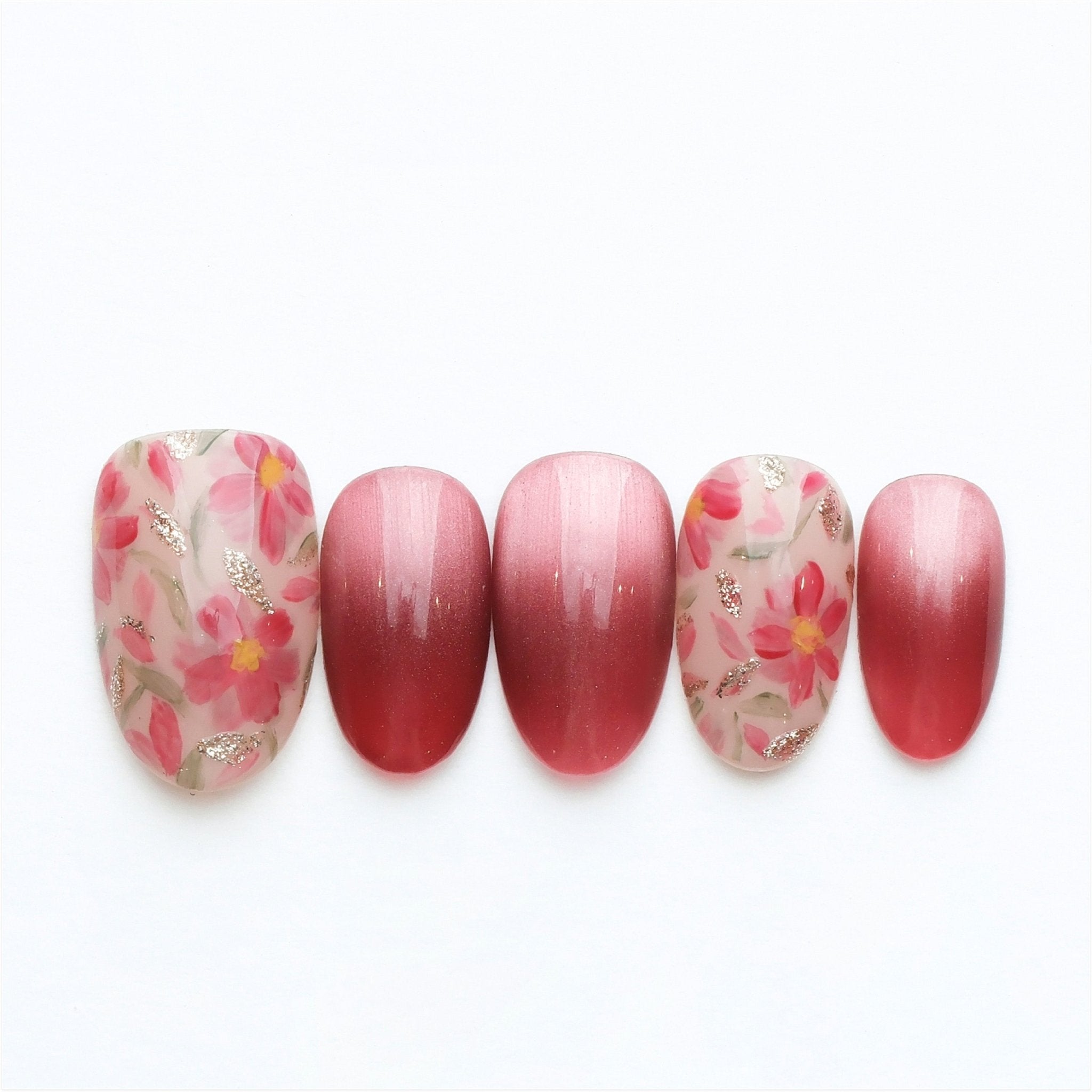 Blooming Blush - Handmade Press on Nails by Clawcreature - Handmade Press - on Nails
