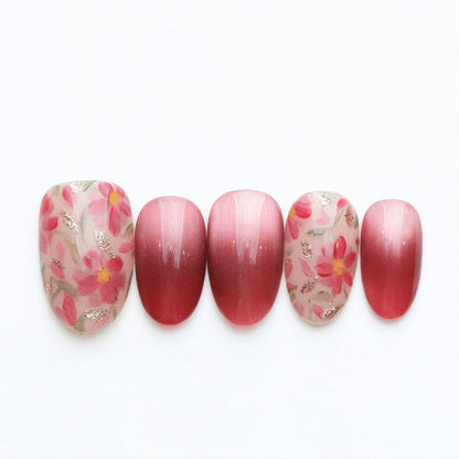 Blooming Blush - Handmade Press on Nails by Clawcreature - Handmade Press - on Nails