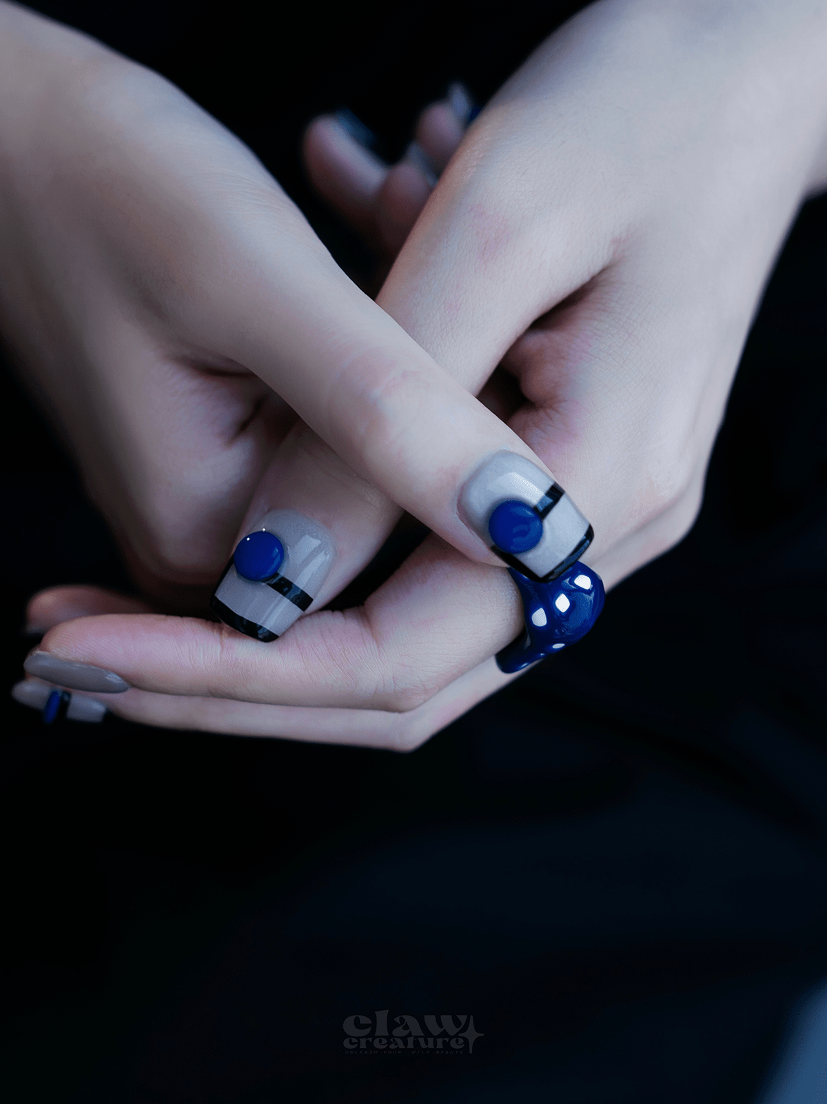 Blue Abyss - Handmade Press on Nails by Clawcreature - Handmade Press - on Nails