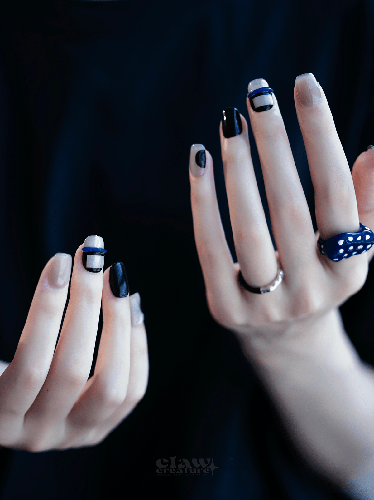 Blue Abyss - Handmade Press on Nails by Clawcreature - Handmade Press - on Nails