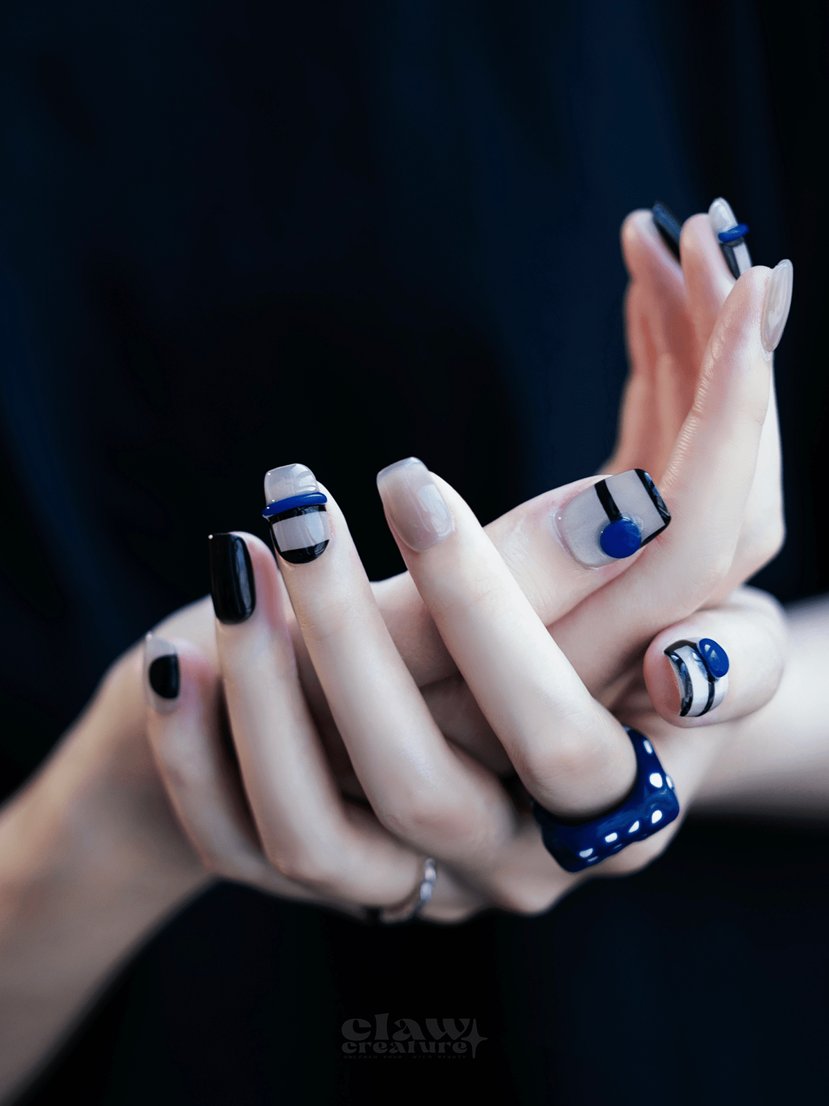 Blue Abyss - Handmade Press on Nails by Clawcreature - Handmade Press - on Nails